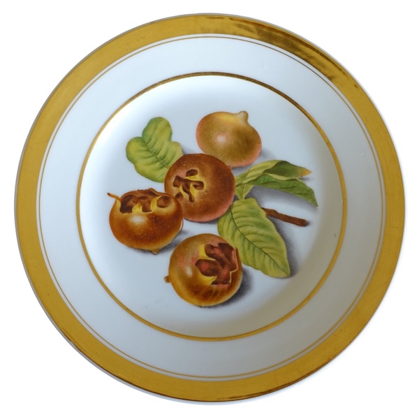 Darte Palais Royal N°21 - assiette aux nèfles, époque Empire Restauration - signée