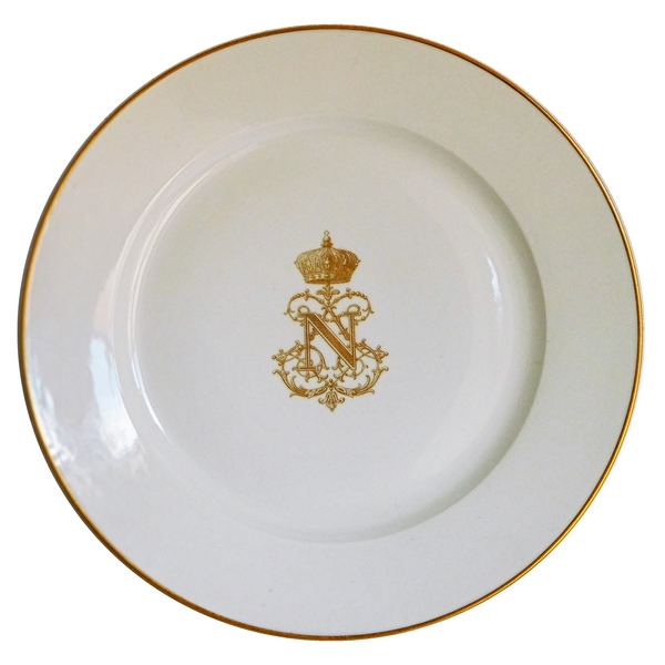 Sevres porcelain S54 - gilt plate, Napoleon III 's monogram