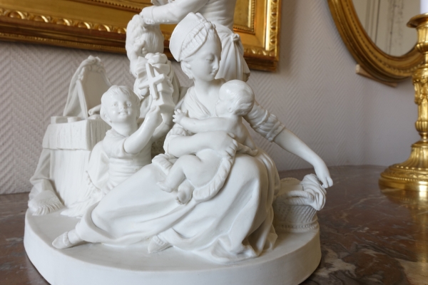 Sevres manufacture : galant scene in the style of 18th century - porcelain biscuit - signed