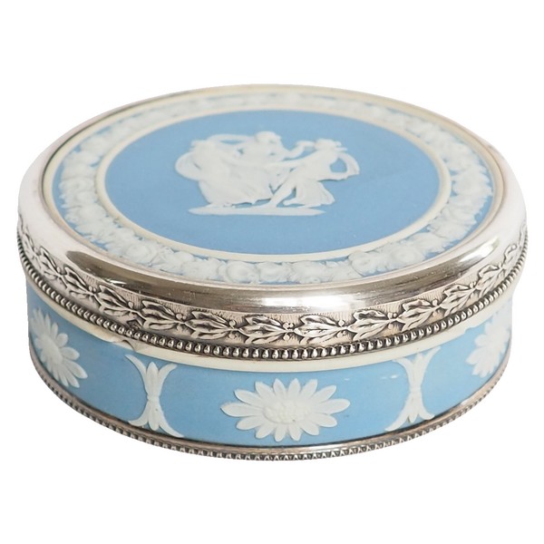 Wedgwood : light blue porcelain box, biscuit and sterling silver mounting