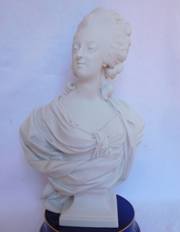 Queen Marie Antoinette bust, Sèvres porcelain biscuit, signed