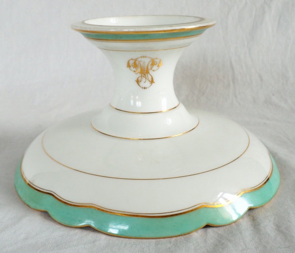 Compotier coupe en porcelaine de Paris vert d'eau et or - Pillivuyt - vers 1860