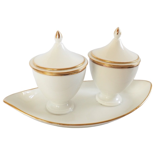 Nast : Empire Paris porcelain double jam jar enhanced with fine gold