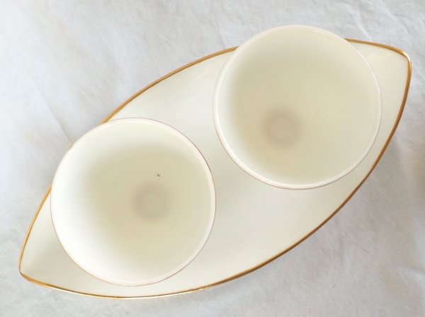 Nast : confiturier double d’époque Empire en porcelaine de Paris blanche et or