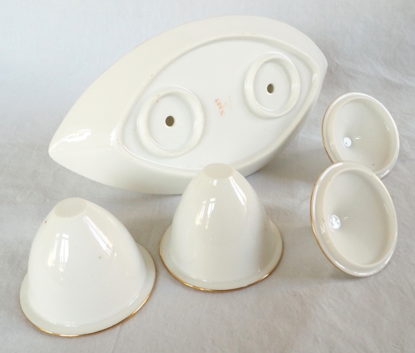 Nast : confiturier double d’époque Empire en porcelaine de Paris blanche et or