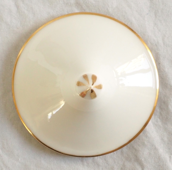 Nast : confiturier double d’époque Empire en porcelaine de Paris blanche et or