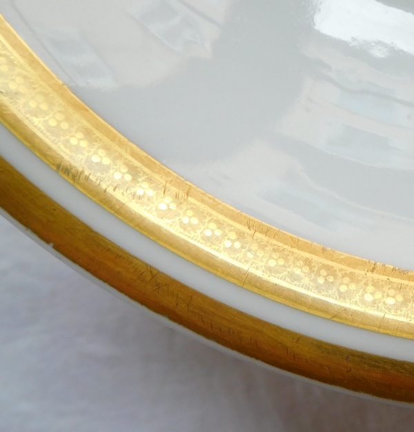 Compotier / coupe à fruits dorée à l'or fin d'époque Empire - Restauration en porcelaine de Paris