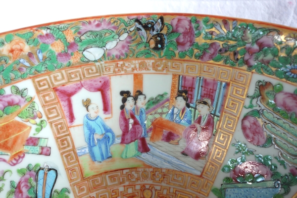 Grand bol à punch en porcelaine de Canton, Chine vers 1880