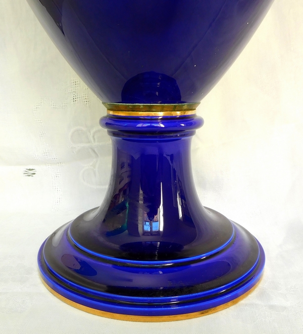 Tall blue and gilt Sevres porcelain vase dated 1888 - 75cm