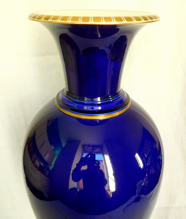 Tall blue and gilt Sevres porcelain vase dated 1888 - 75cm
