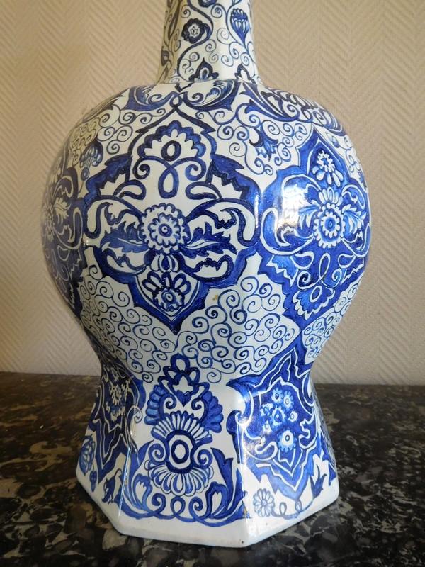 Delft tall vase, early 19th century earthenware