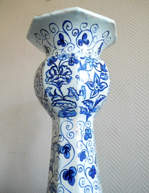 Delft tall vase, early 19th century earthenware