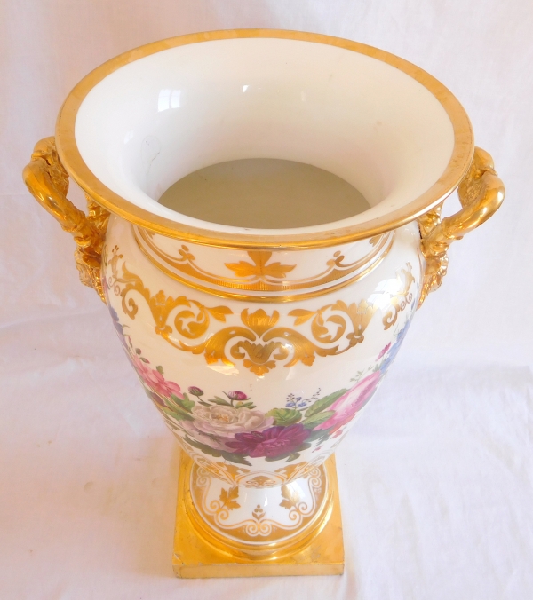 Manufacture Honoré : très grand vase en porcelaine, époque Restauration - 47cm