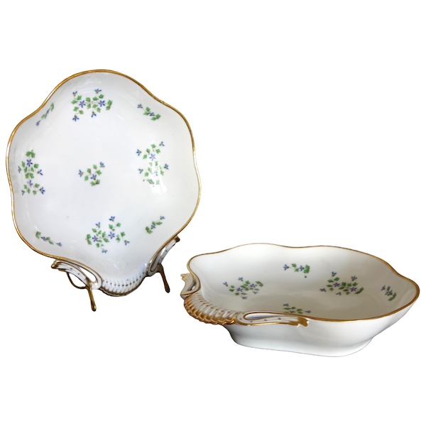 Dihl et Guerard Manufacture - pair of bread serving dishes, barbeaux pattern - signed