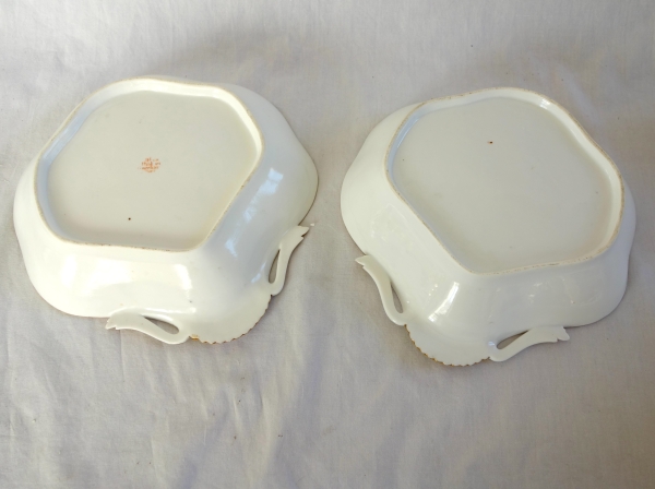 Dihl et Guerard Manufacture - pair of bread serving dishes, barbeaux pattern - signed