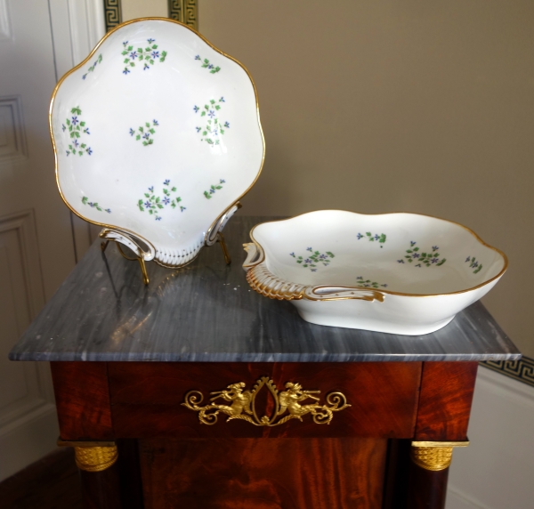 Dihl et Guerard Manufacture - pair of bread serving dishes, barbeaux pattern - signed
