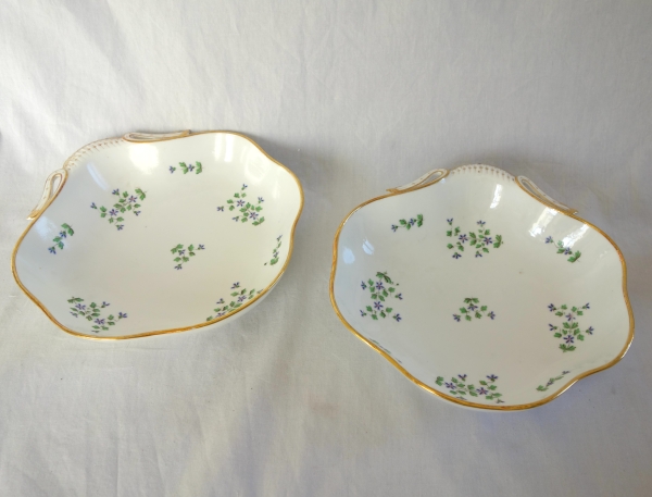 Dihl et Guerard Manufacture - pair of bread serving dishes, barbeaux pattern - signed