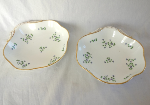 Dihl et Guerard Manufacture - pair of bread serving dishes, barbeaux pattern - signed