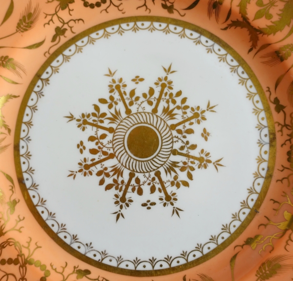 Manufacture Spode : paire d'assiettes à gâteaux en porcelaine mandarine et or - XIXe siècle vers 1820