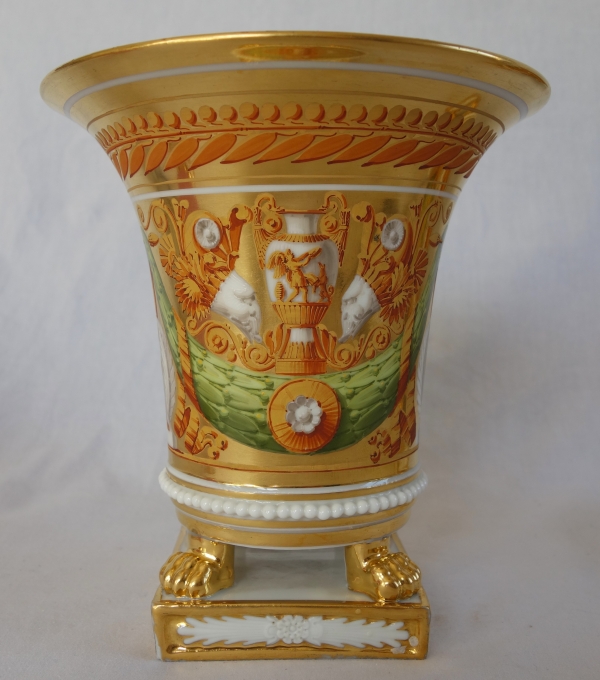 Paire de cache-pots d'époque Restauration en porcelaine attr. à Schoelcher - vers 1820