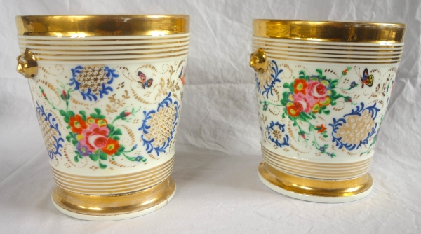 Pair of Paris porcelain planters, early 19th century circa 1840