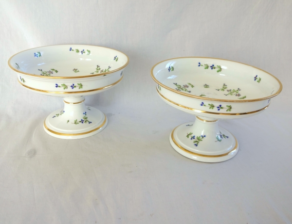 Pair of Paris porcelain compote dishes, Louis XVI style, attributed to Dihl & Guerhard