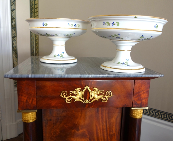 Pair of Paris porcelain compote dishes, Louis XVI style, attributed to Dihl & Guerhard