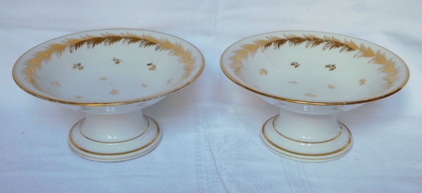 Pair of Paris porcelain dessert dishes, Empire period, early 19th century, Locre manufacture