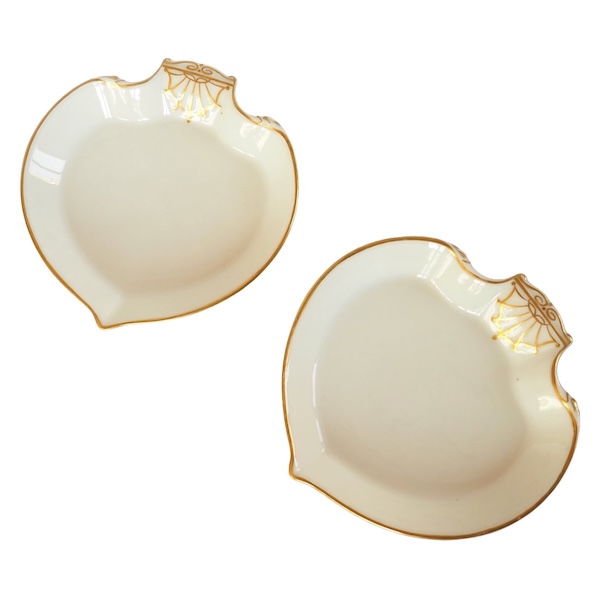 Nast : paire de corbeilles à pain d'époque Empire en porcelaine de Paris blanche et or