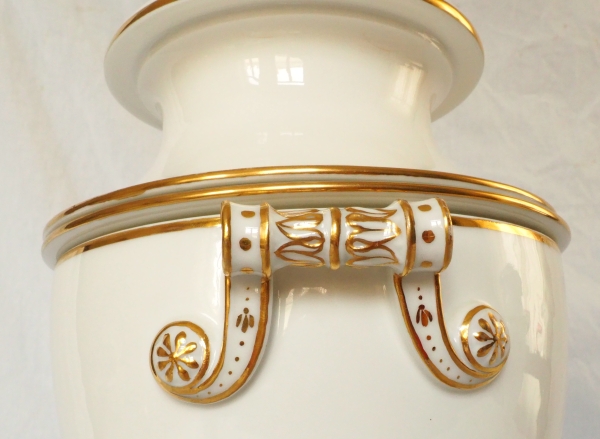 Nast : paire de glacières d’époque Empire en porcelaine de Paris blanche et or