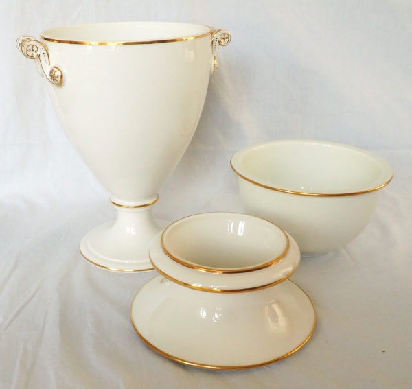 Nast : paire de glacières d’époque Empire en porcelaine de Paris blanche et or
