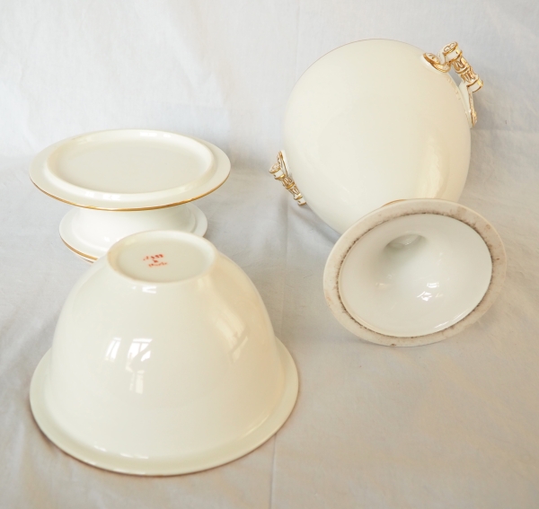 Nast : paire de glacières d’époque Empire en porcelaine de Paris blanche et or