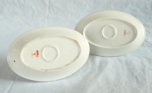 Nast : paire de moutardiers d’époque Empire en porcelaine de Paris blanche et or