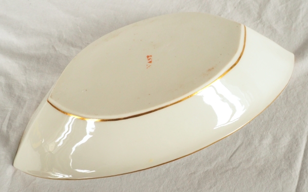 Nast : pair of Empire porcelain navette-shaped dishes enhanced with fine gold - early 19th century