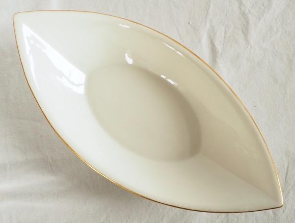 Nast : pair of Empire porcelain navette-shaped dishes enhanced with fine gold - early 19th century