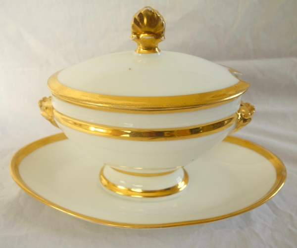 Paire de saucières en porcelaine de Paris dorée à l'or fin - époque Empire