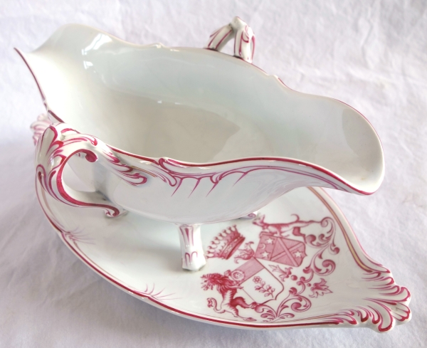 Lunéville - paire de saucières en faïence à doubles armoiries comtales - fin XIXe siècle