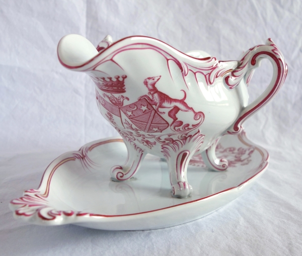 Lunéville - paire de saucières en faïence à doubles armoiries comtales - fin XIXe siècle