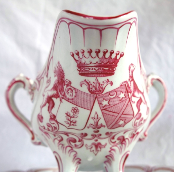 Lunéville - paire de saucières en faïence à doubles armoiries comtales - fin XIXe siècle