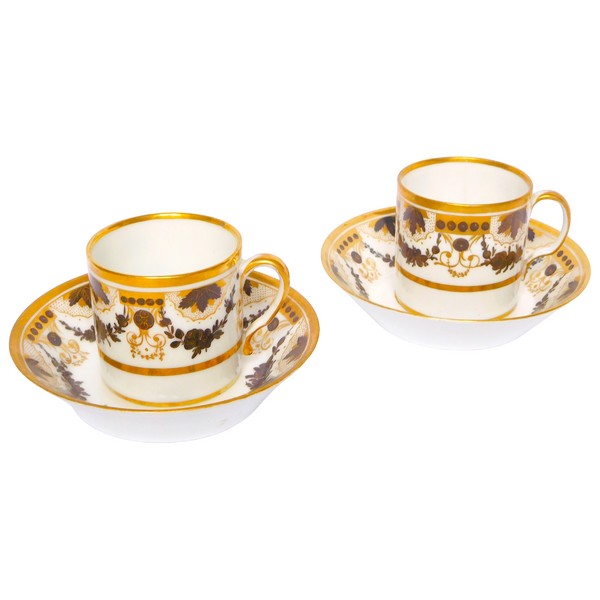 Pair of Louis XVI / Directoire Paris porcelain coffee cups - late 18th century circa 1790