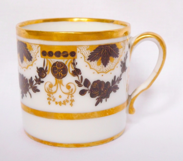 Paire de tasses à café litron en porcelaine d'époque Louis XVI Directoire fin XVIIIe siècle