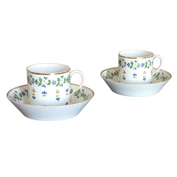 Manufacture du Duc d'Angouleme - pair of litron shaped coffee cups - 18th century - signed