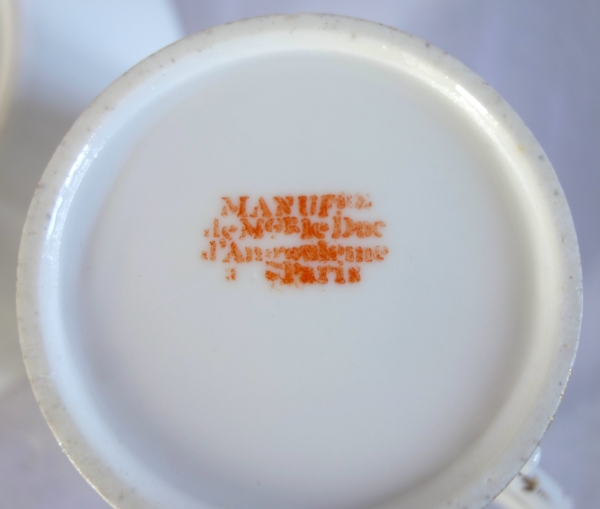 Manufacture du Duc d'Angouleme - pair of litron shaped coffee cups - 18th century - signed