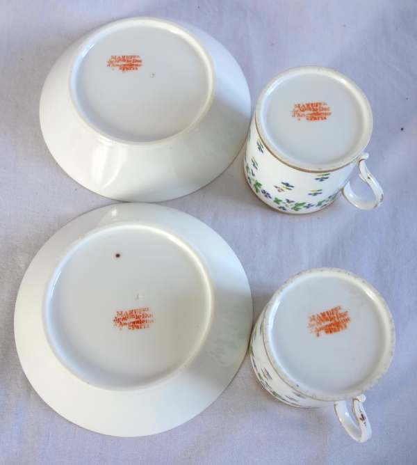Manufacture du Duc d'Angouleme - pair of litron shaped coffee cups - 18th century - signed