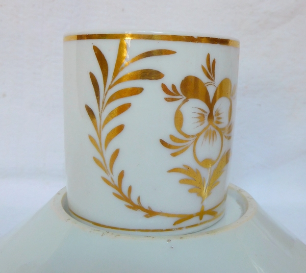 Service à café tête à tête Empire en porcelaine de Paris dorée à l'or fin, époque début XIXe
