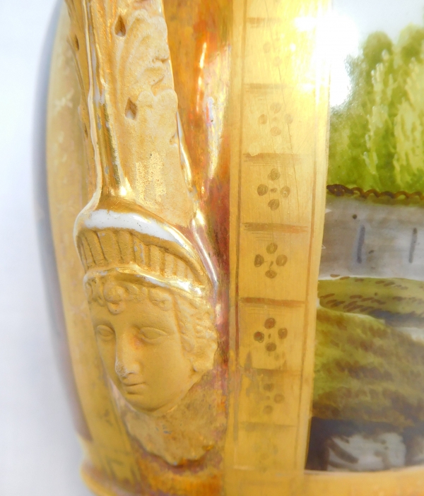 Paire de vases Empire en porcelaine de Paris - paysages italiens