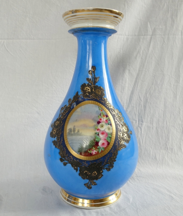 Paire d'importants vases potiches en porcelaine de Paris, époque Napoléon III - 33cm