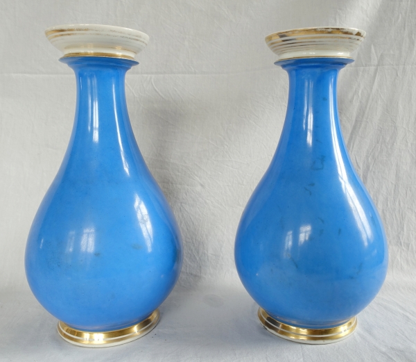 Paire d'importants vases potiches en porcelaine de Paris, époque Napoléon III - 33cm