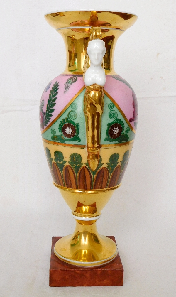 Pair of Paris porcelain vases, Empire period - early 19th century - 27cm