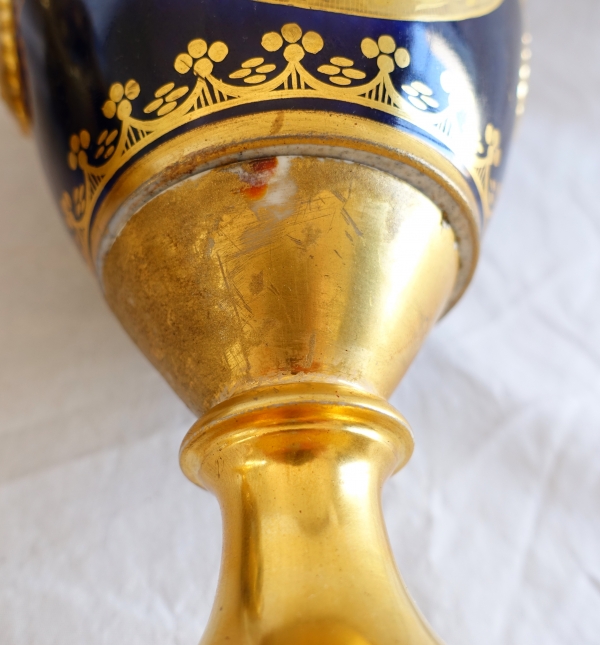 Pair of Paris porcelain polychromatic and gilt vases, early 19th century circa 1830